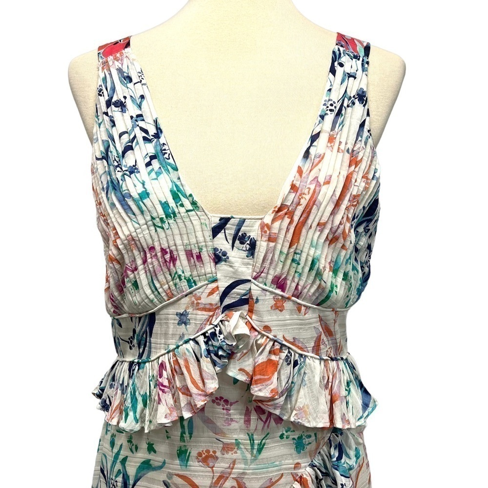 Tanya Taylor Eva Floral Silk Ruffle Mixed Print Mini Dress Women’s 8 - Picture 4 of 15